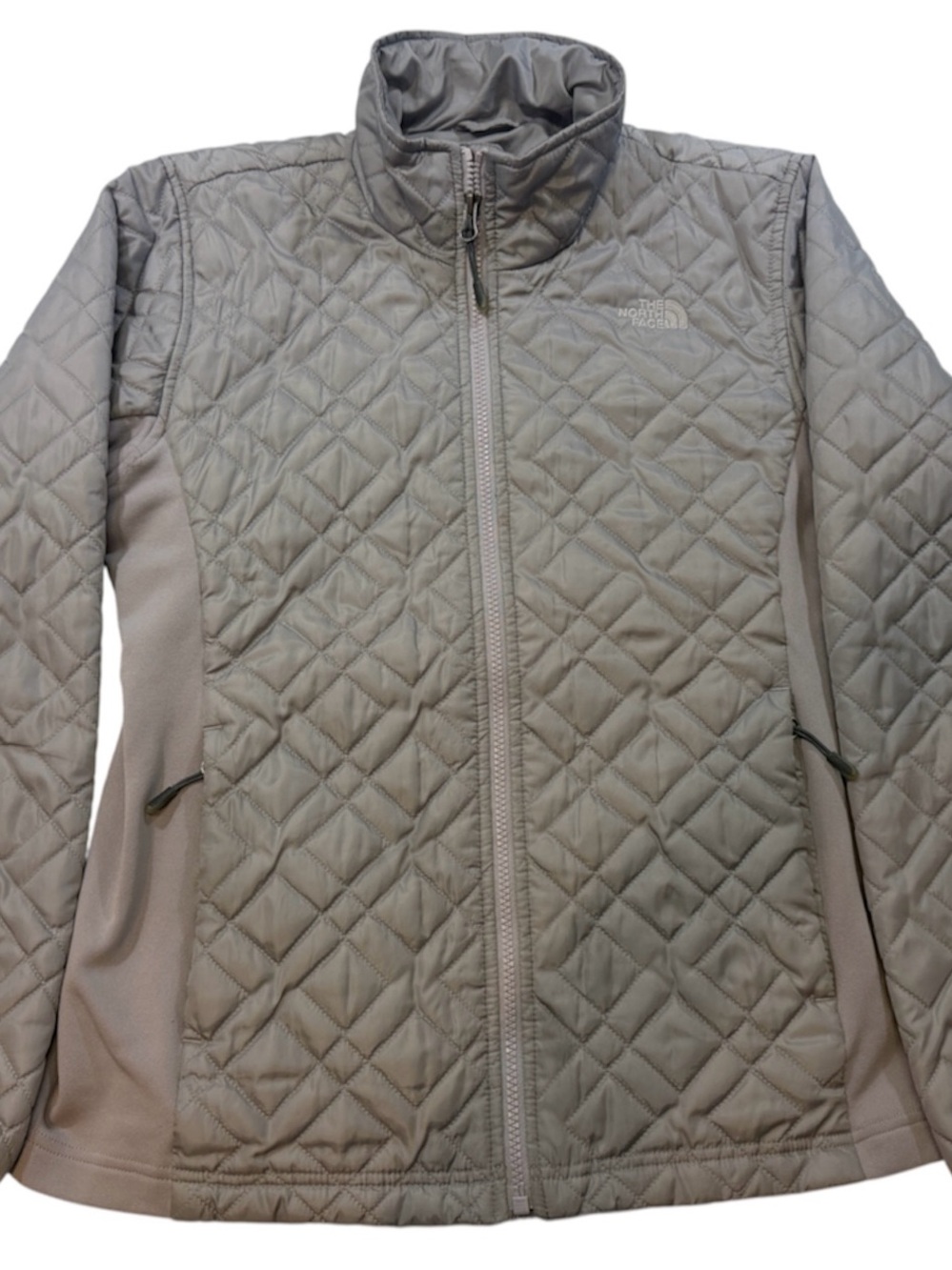 The North Face Women's Quilted Puffer Jacket M Gray Full Zip Insulated FLAWS